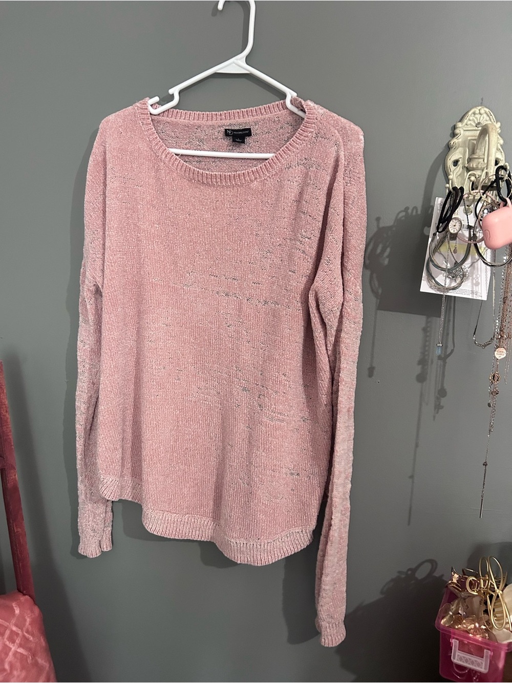 Soft Knit Crewneck Sweater - Blush Pink